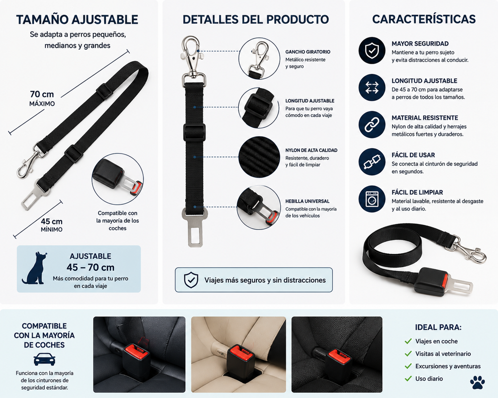 Cinturón de Seguridad para Perros | Viajes Más Seguros